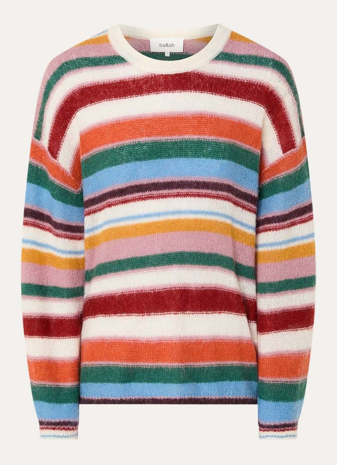 ba&sh Serena grofgebreide trui in alpaca wolblend met streepprint - voorkant 3 multicolor
