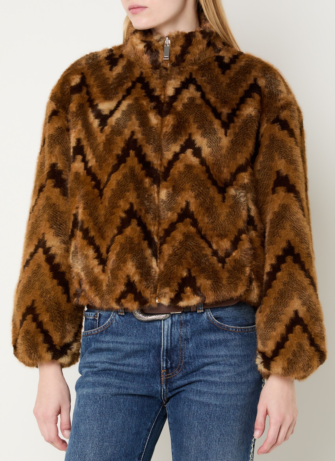 ba&sh Serge reversible jack met details van imitatiebont - detail 2 camel