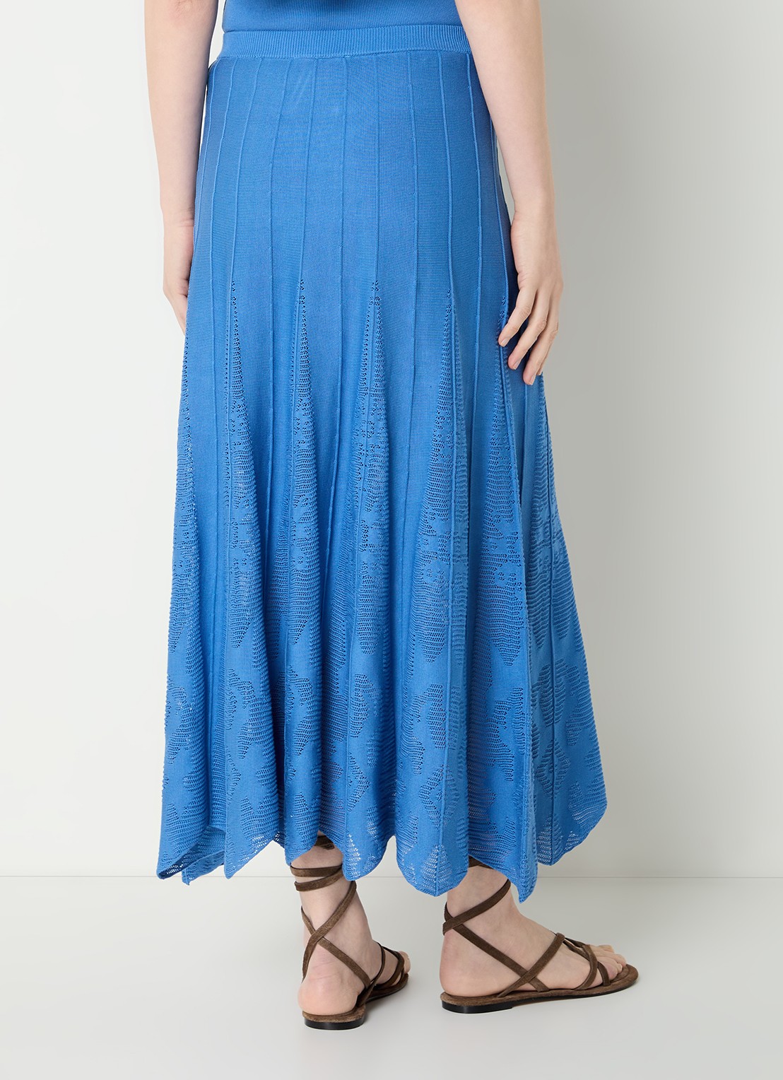 ba&sh Serta grofgebreide midi rok met ingebreid patroon - achterkant blauw