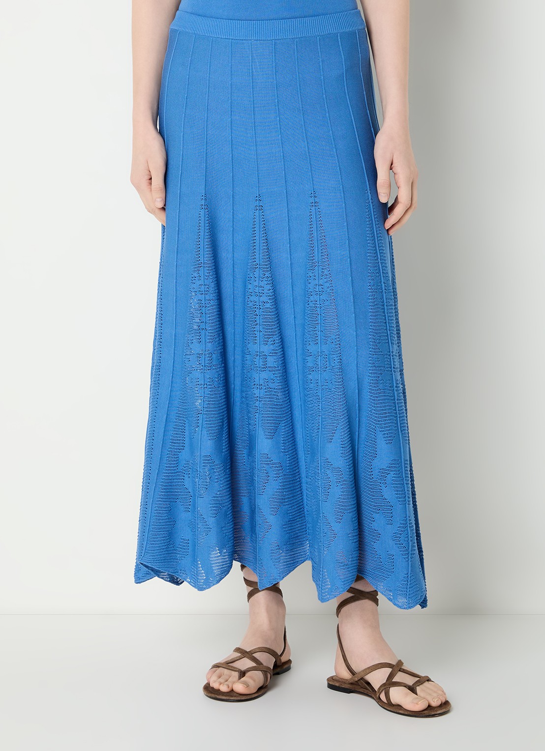 ba&sh Serta grofgebreide midi rok met ingebreid patroon - detail 4 blauw
