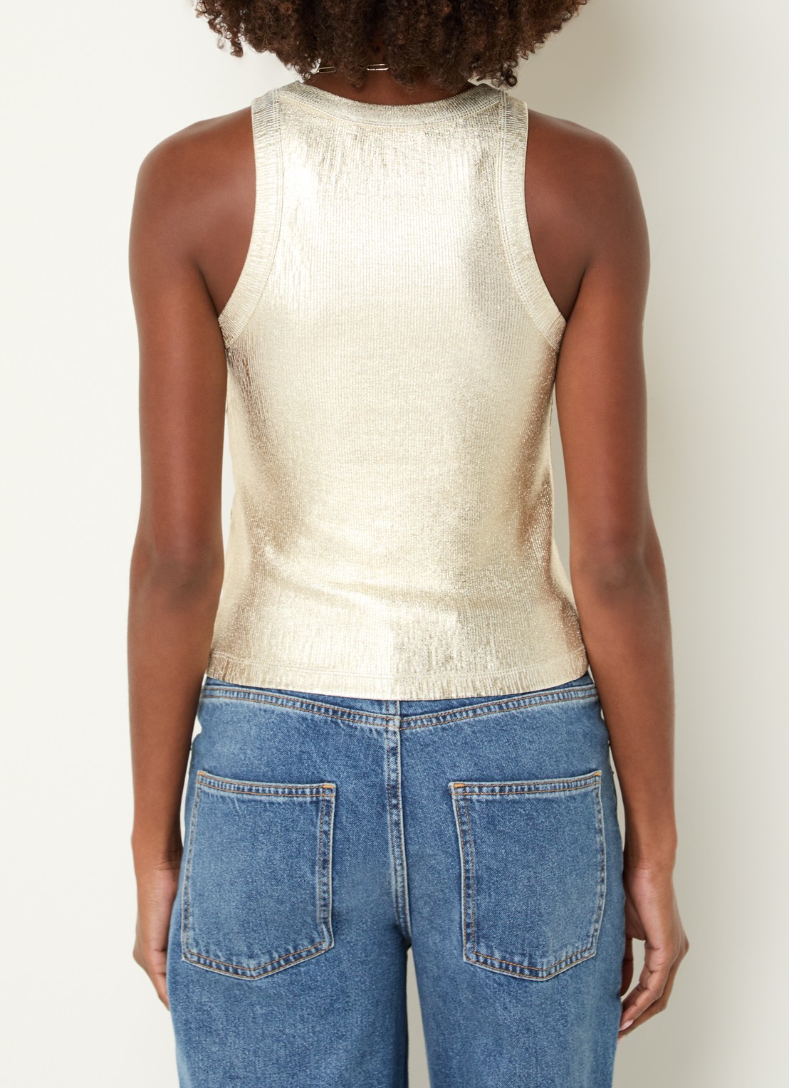 ba&sh Shadey tanktop met metallic finish - achterkant goud