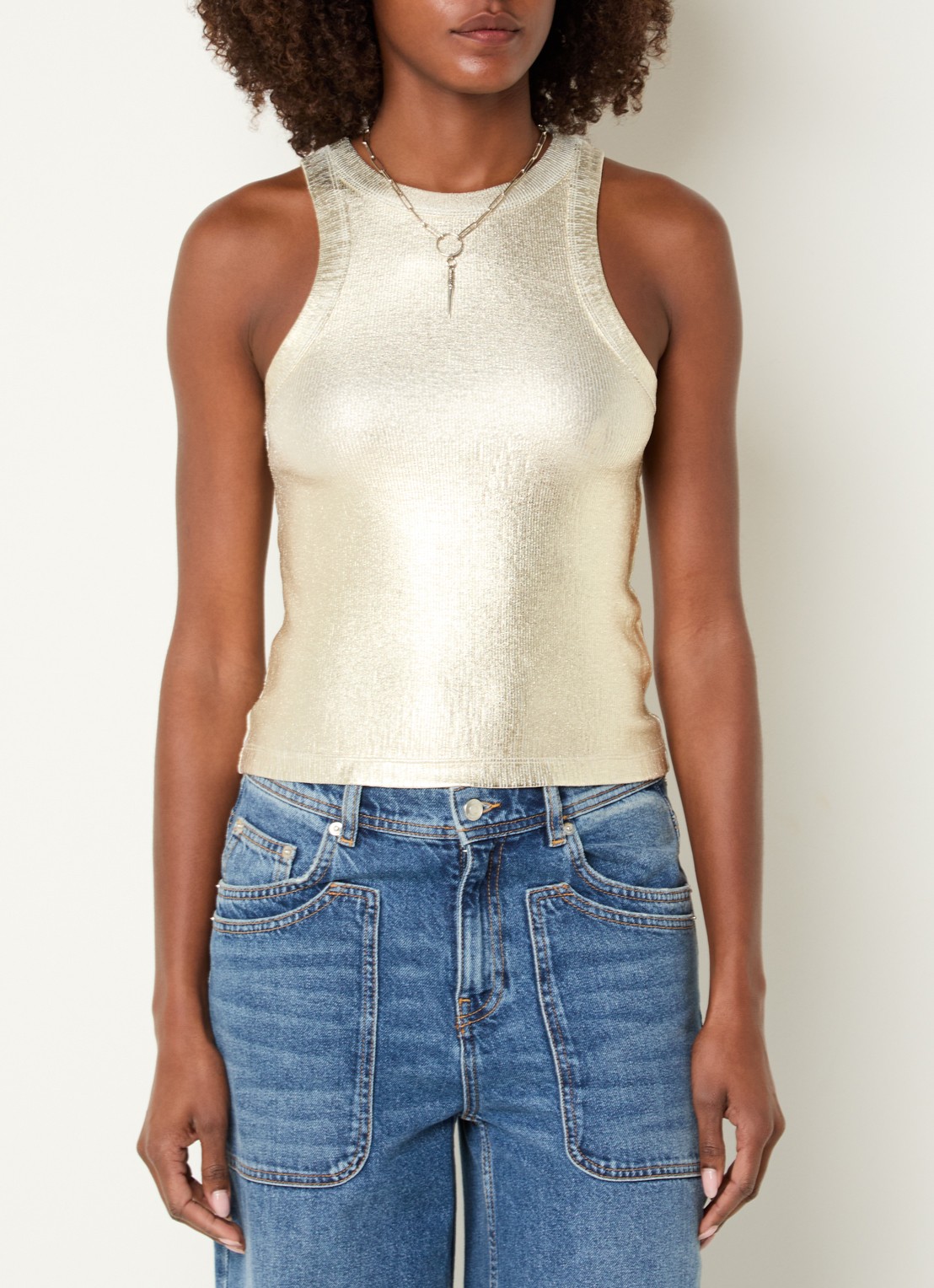 ba&sh Shadey tanktop met metallic finish - detail 4 goud