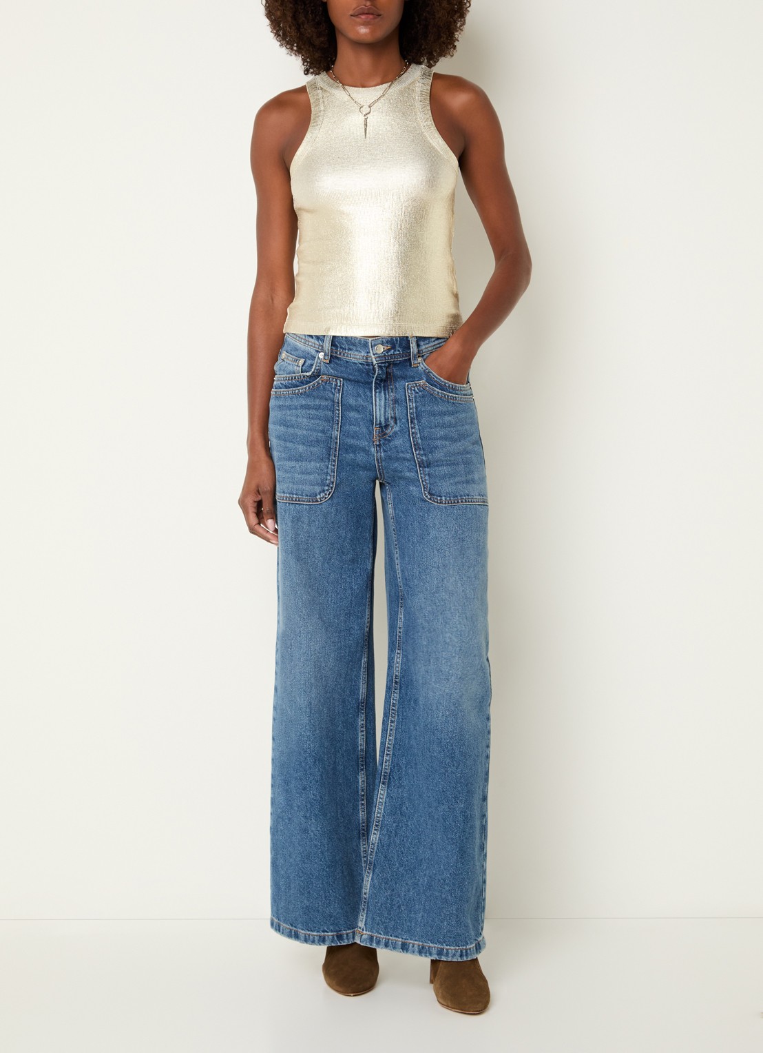 ba&sh Shadey tanktop met metallic finish - voorkant 3 goud