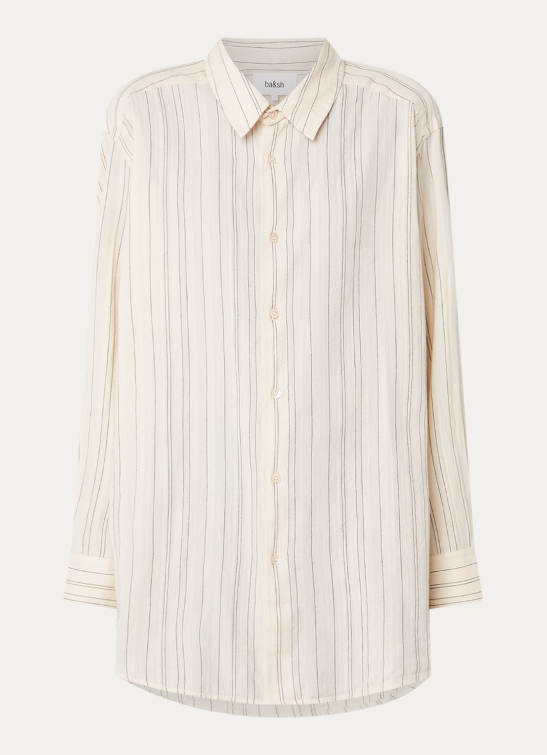 ba&sh Sisa blouse met streepprint - voorkant 3 gebroken wit