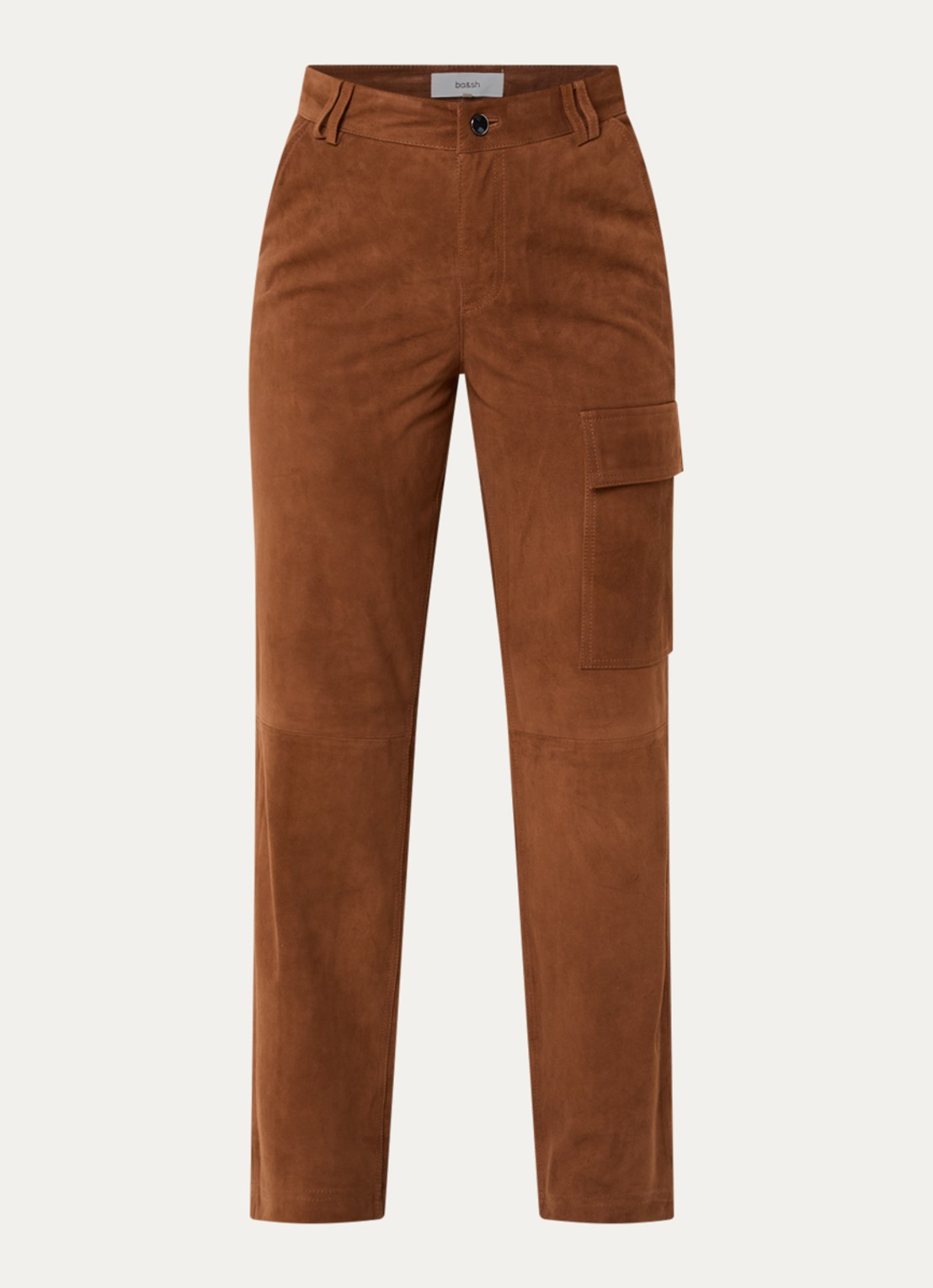 ba&sh Sita straight fit broek van suède met steekzakken - voorkant 2 cognac