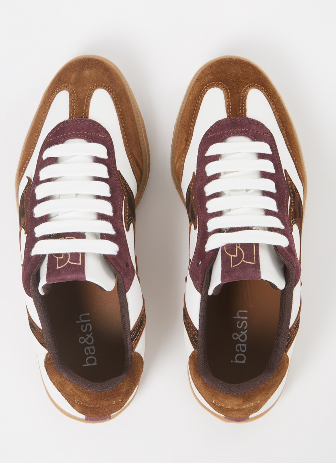 ba&sh Sneaker van leer met suède details - detail 3 bruin