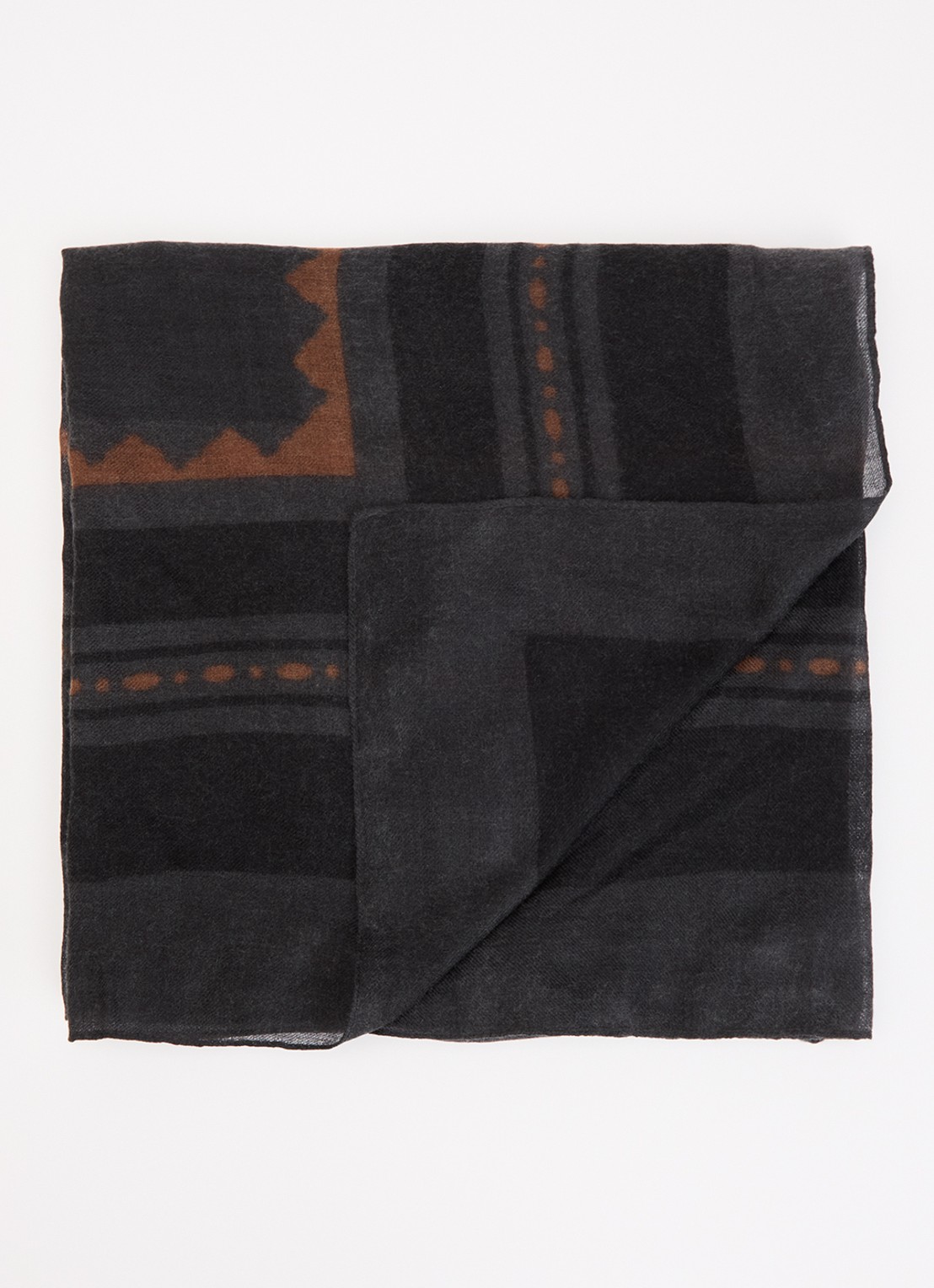 ba&sh Soan sjaal in zijdeblend met print 135 x 135 cm - voorkant antraciet