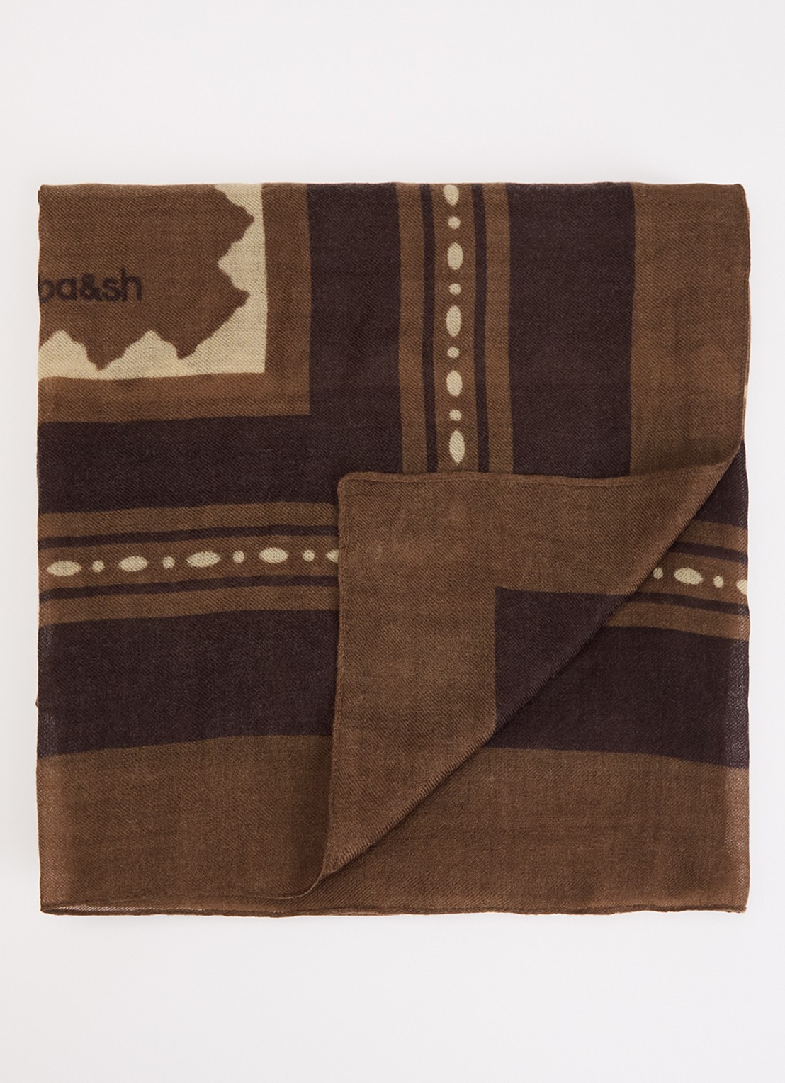 ba&sh Soan sjaal in zijdeblend met print 135 x 135 cm - voorkant 3 bruin