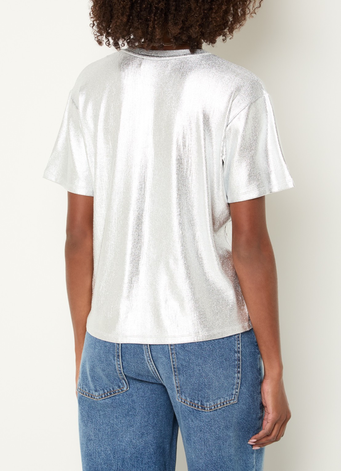 ba&sh Sony T-shirt met metallic finish  - achterkant 3 zilver