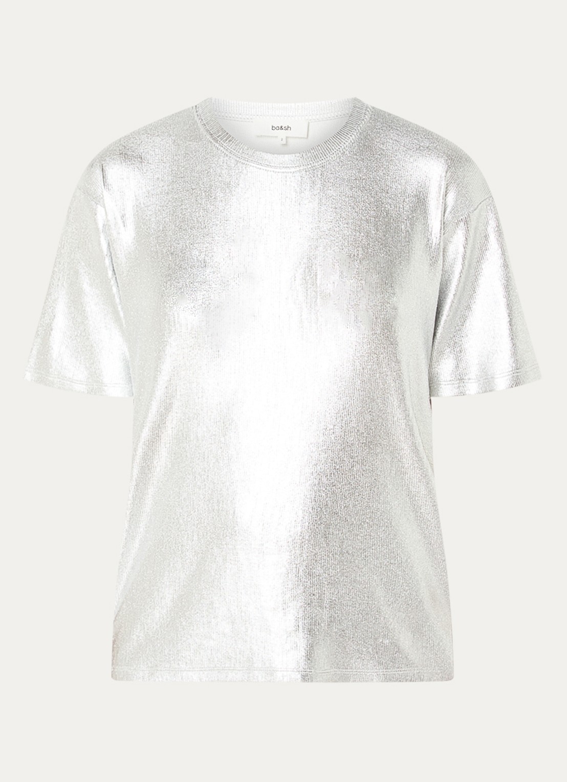 ba&sh Sony T-shirt met metallic finish  - voorkant zilver
