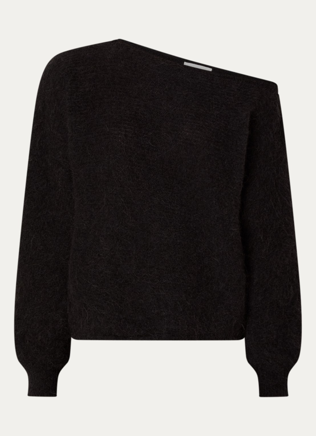 ba&sh Suela grofgebreide pullover in alpaca wolblend met asymmetrische hals - voorkant zwart