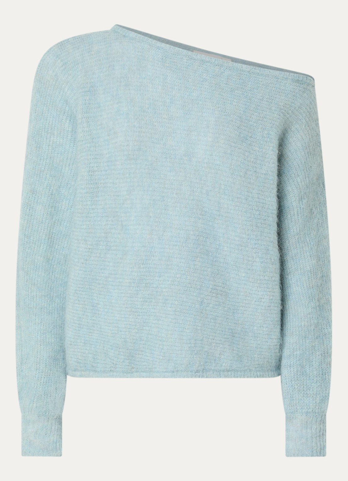 ba&sh Suela grofgebreide pullover in alpaca wolblend met asymmetrische hals - voorkant lichtblauw