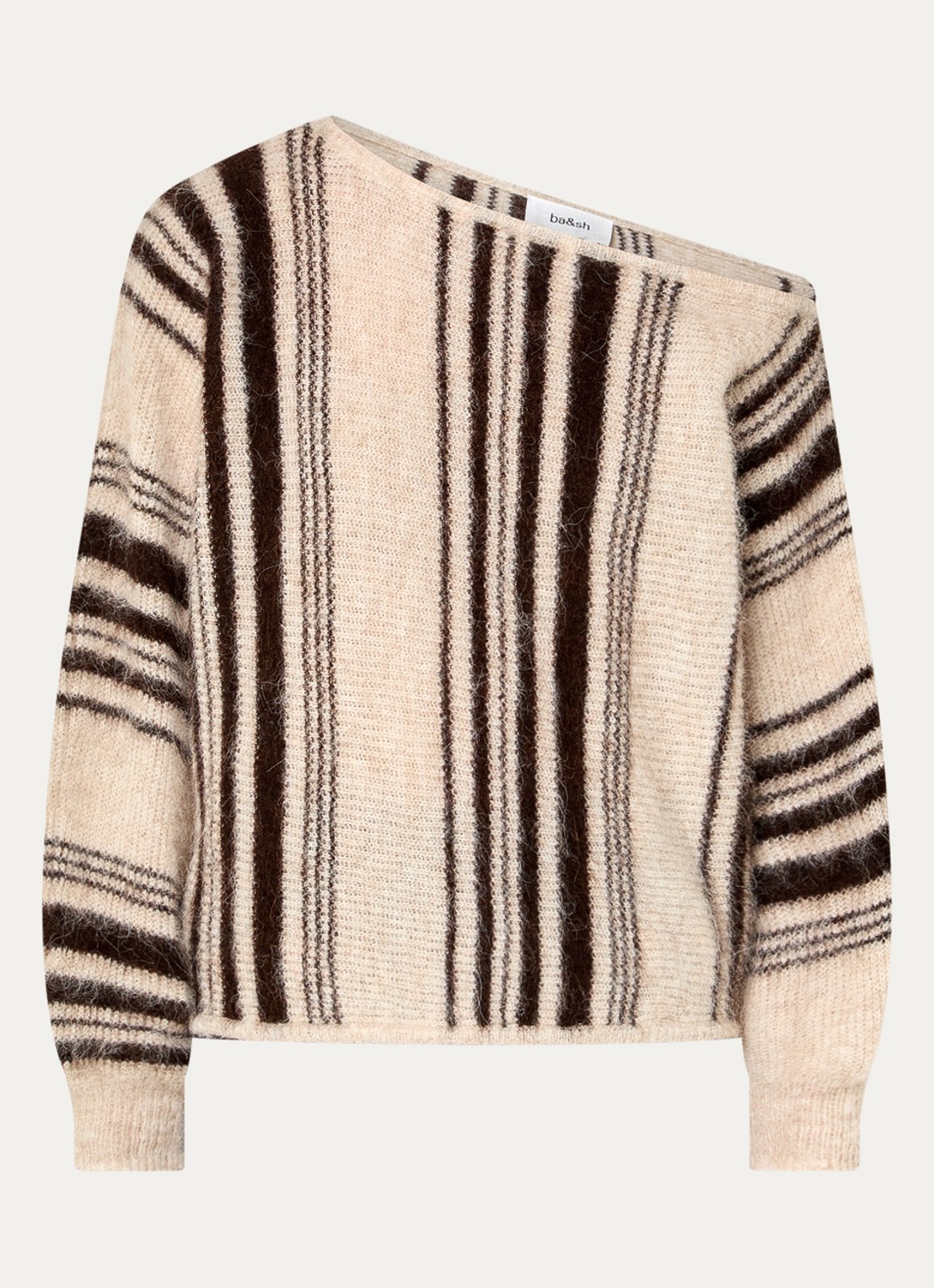ba&sh Suela grofgebreide trui in alpaca wolblend - voorkant 3 zwart