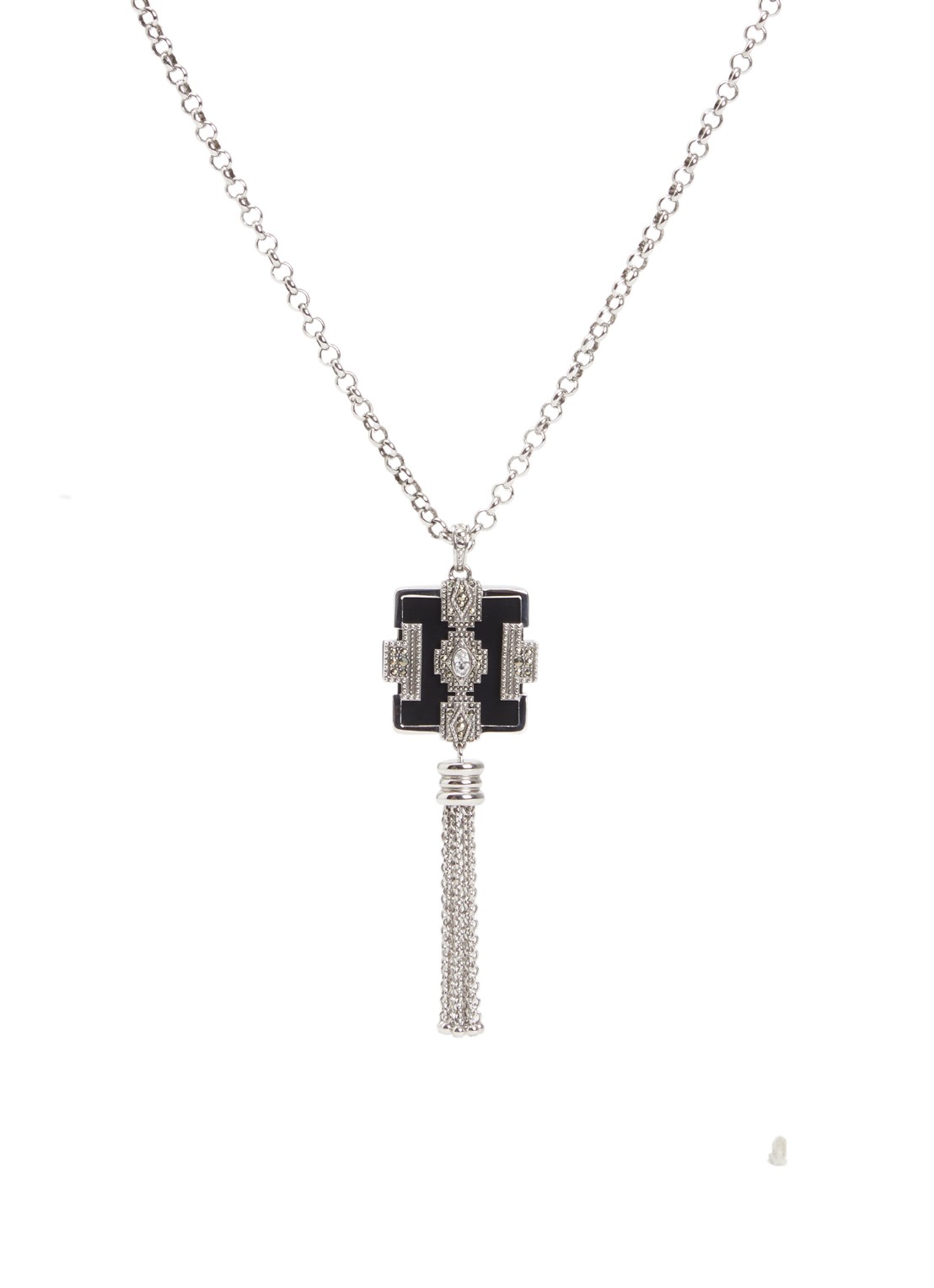 ba&sh Suzanne ketting met kristal - voorkant 3 zilver