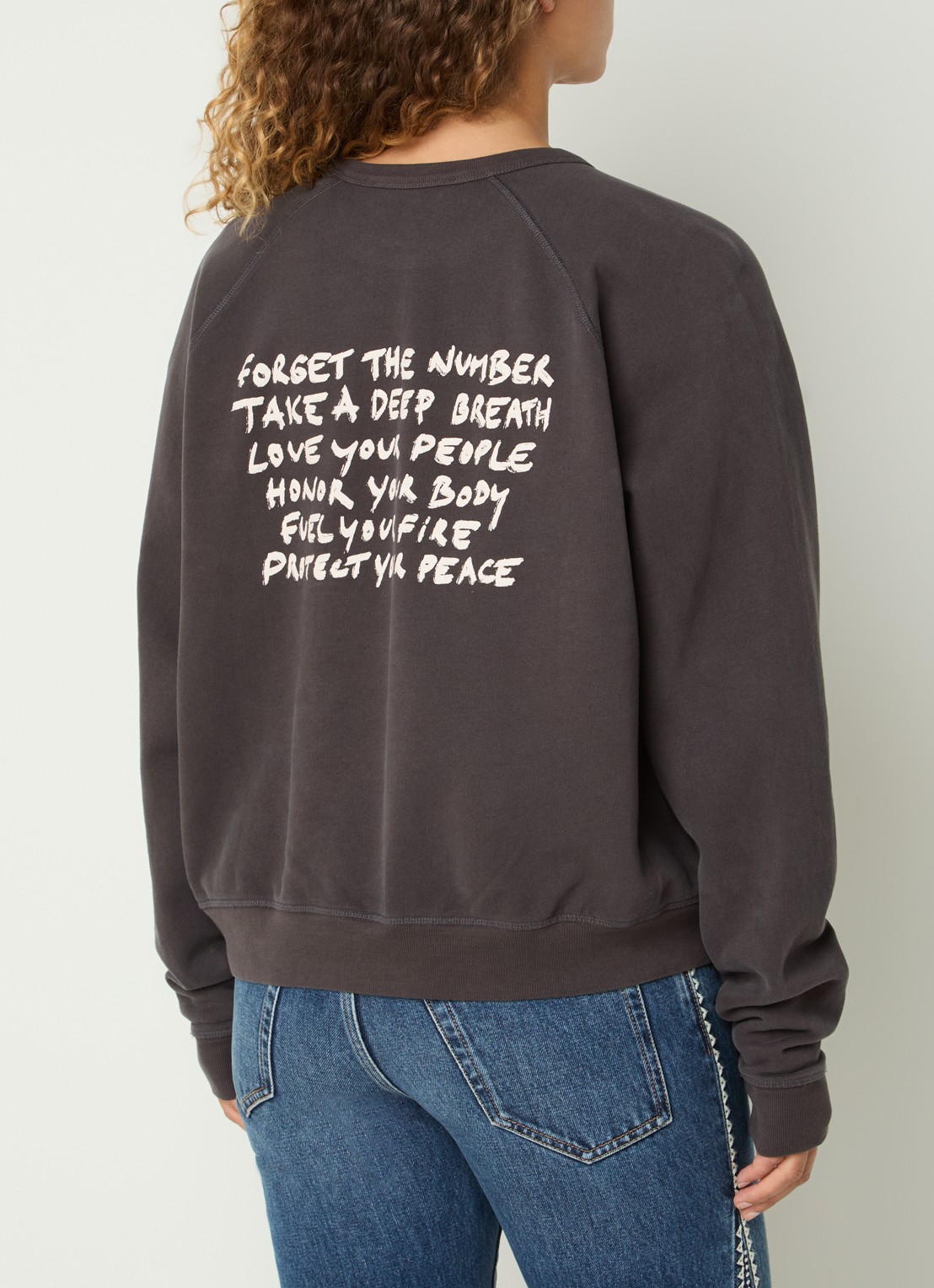 ba&sh Swing sweater met front- en backprint - detail 3 antraciet