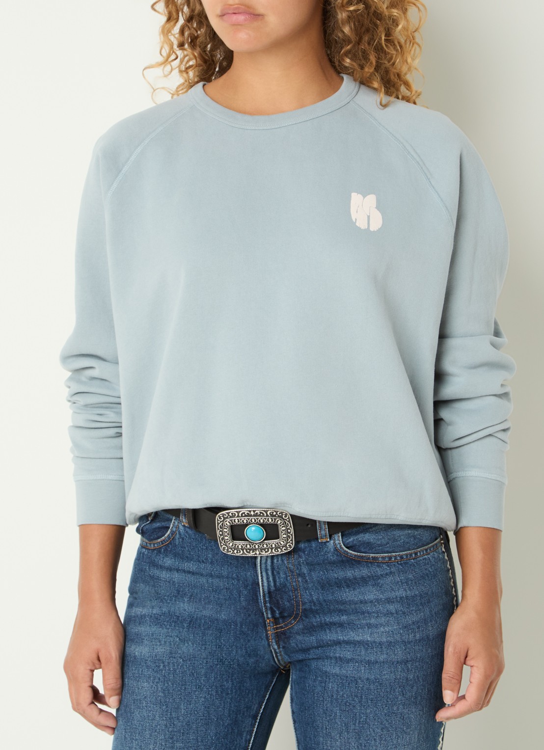 ba&sh Swing sweater met front- en backprint - achterkant 2 lichtblauw
