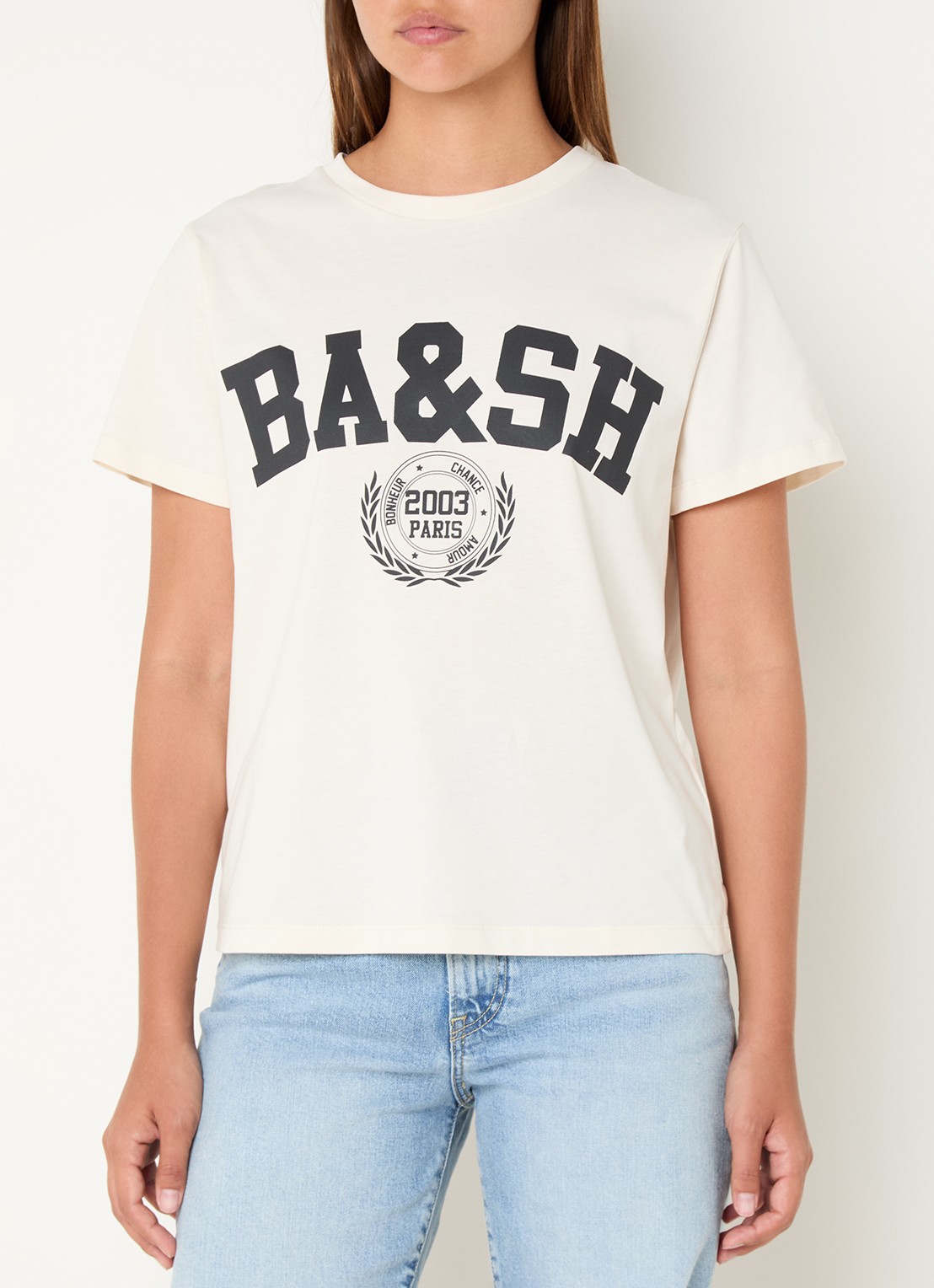 ba&sh T-shirt met logoprint - detail 4 gebroken wit