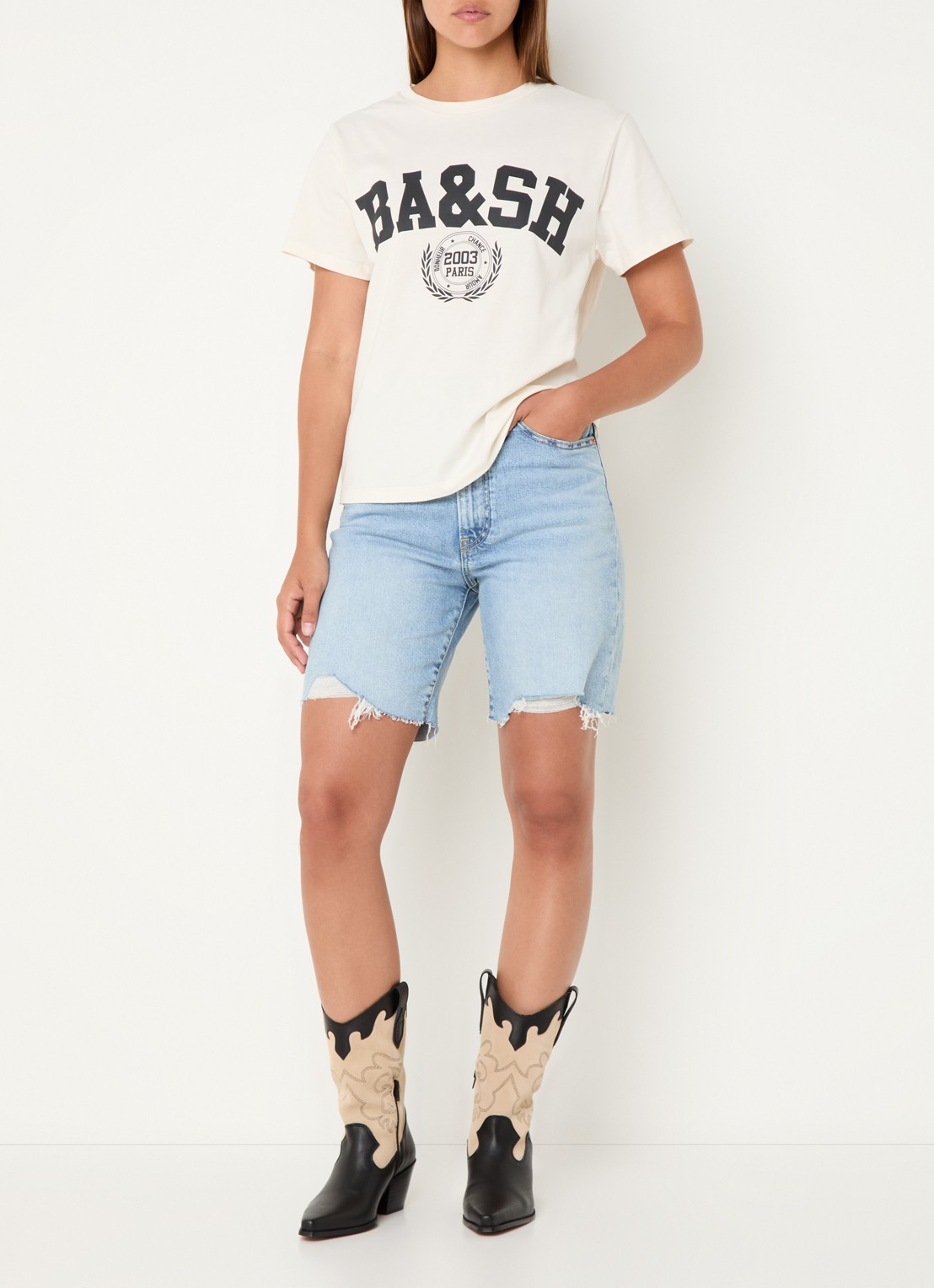 ba&sh T-shirt met logoprint - voorkant 2 gebroken wit