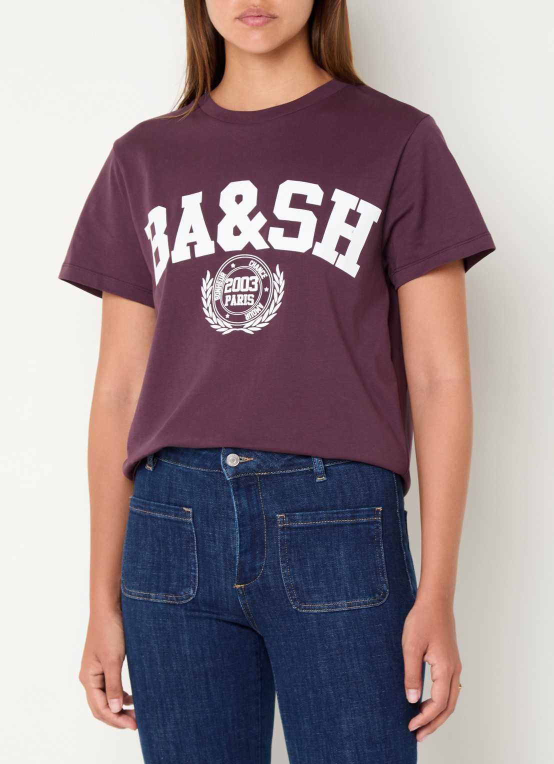 ba&sh T-shirt met logoprint - detail 4 aubergine