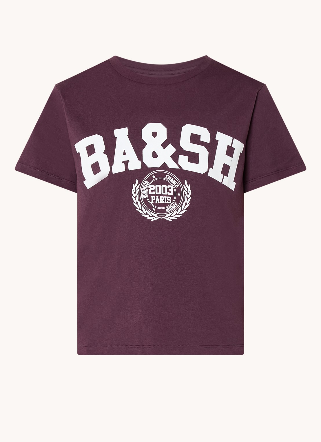 ba&sh T-shirt met logoprint - voorkant aubergine