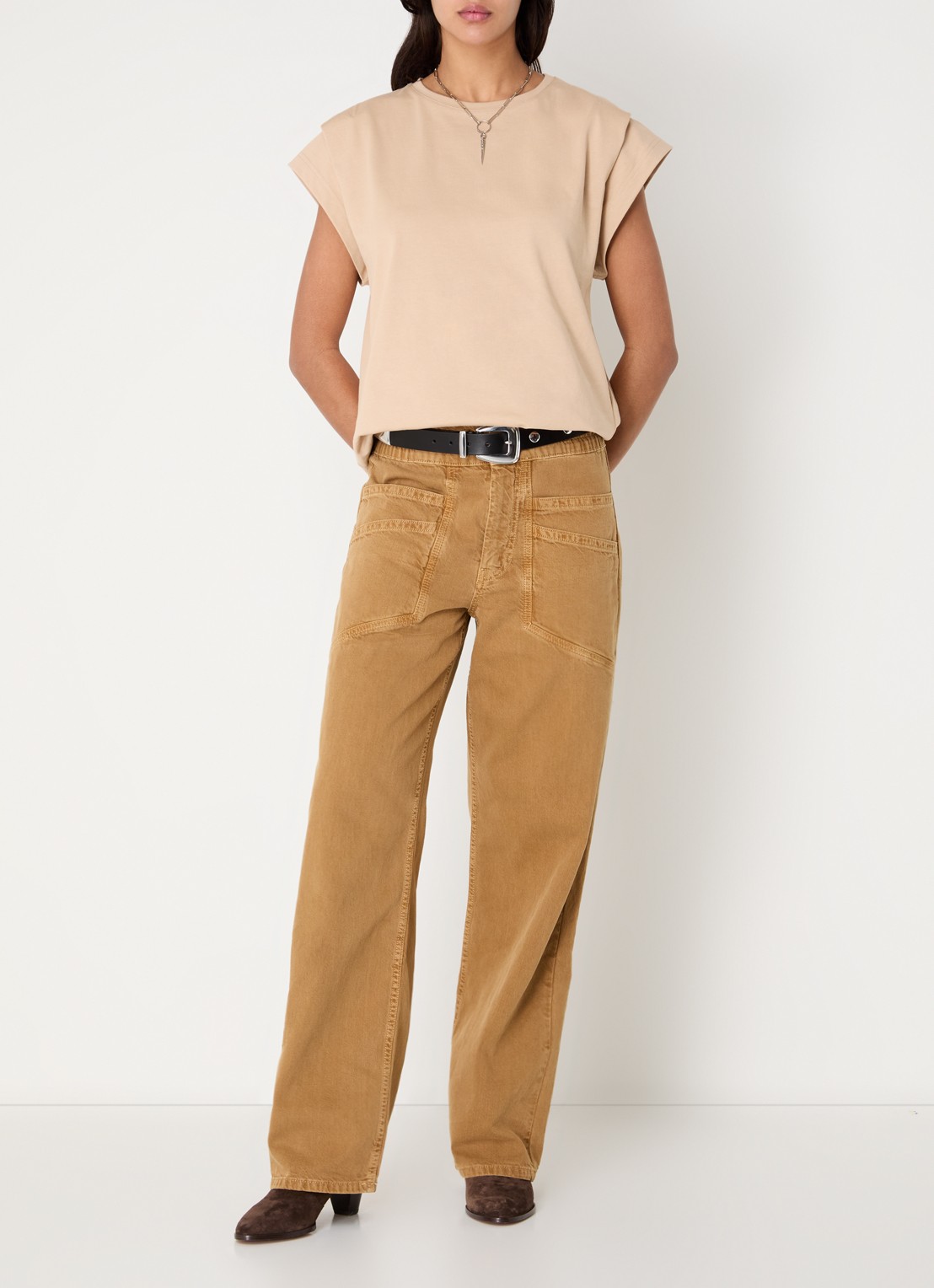 ba&sh T-shirt met ronde hals  - voorkant 3 beige