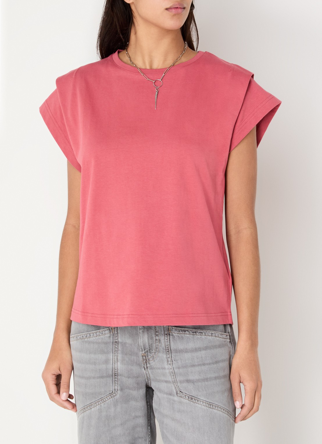 ba&sh T-shirt met ronde hals  - detail 3 donkerroze