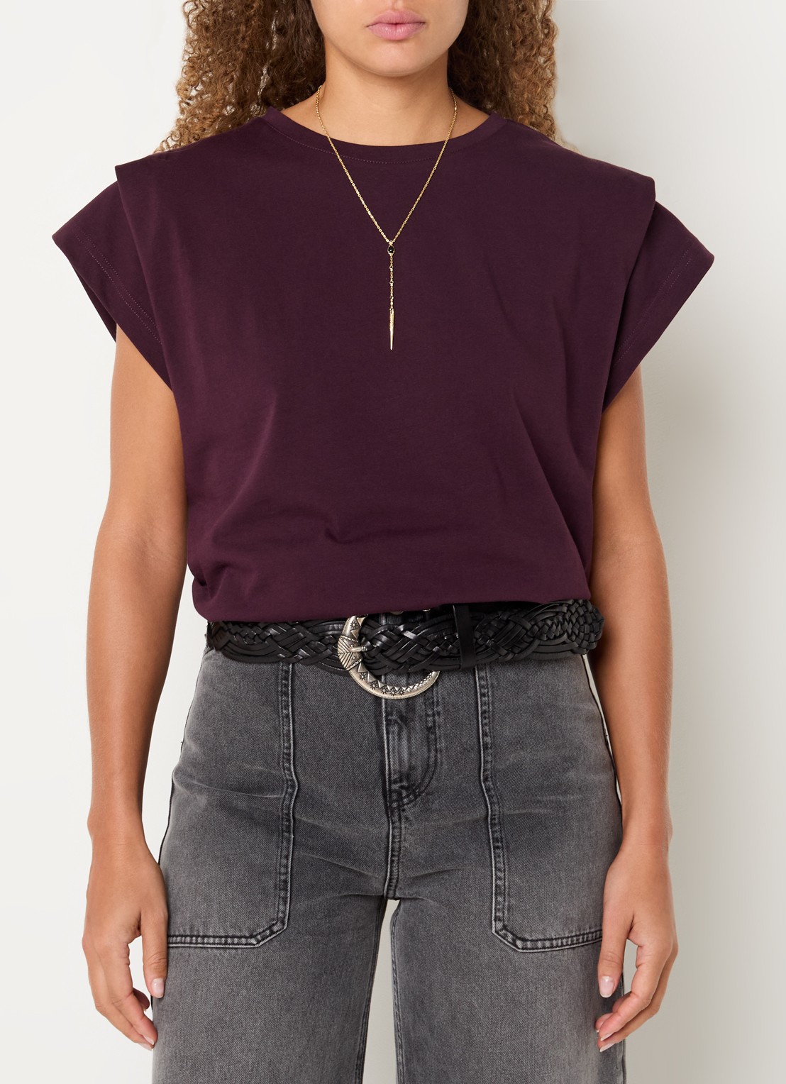 ba&sh T-shirt met stretch - detail 4 bordeauxrood
