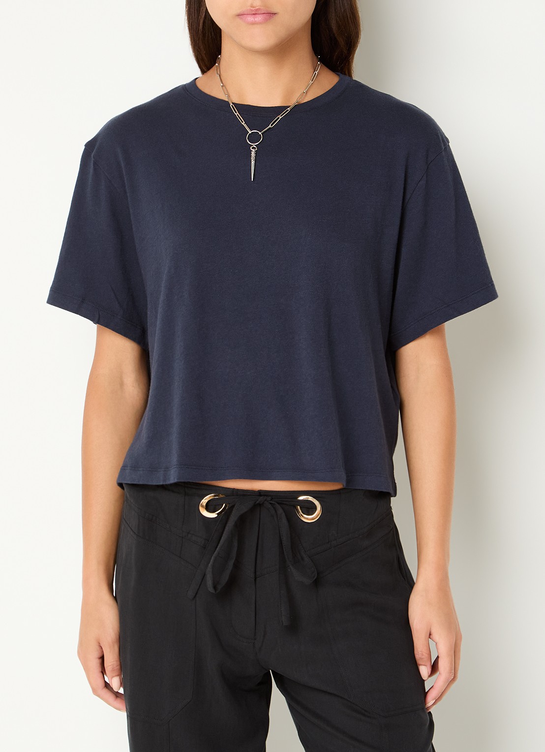 ba&sh Take T-shirt met backprint - achterkant donkerblauw