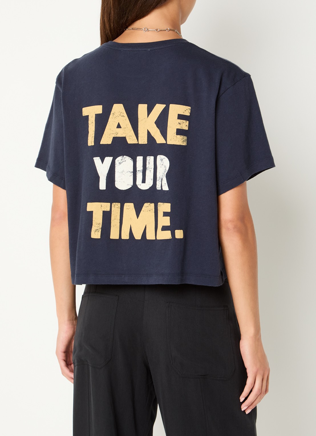ba&sh Take T-shirt met backprint - detail 2 donkerblauw