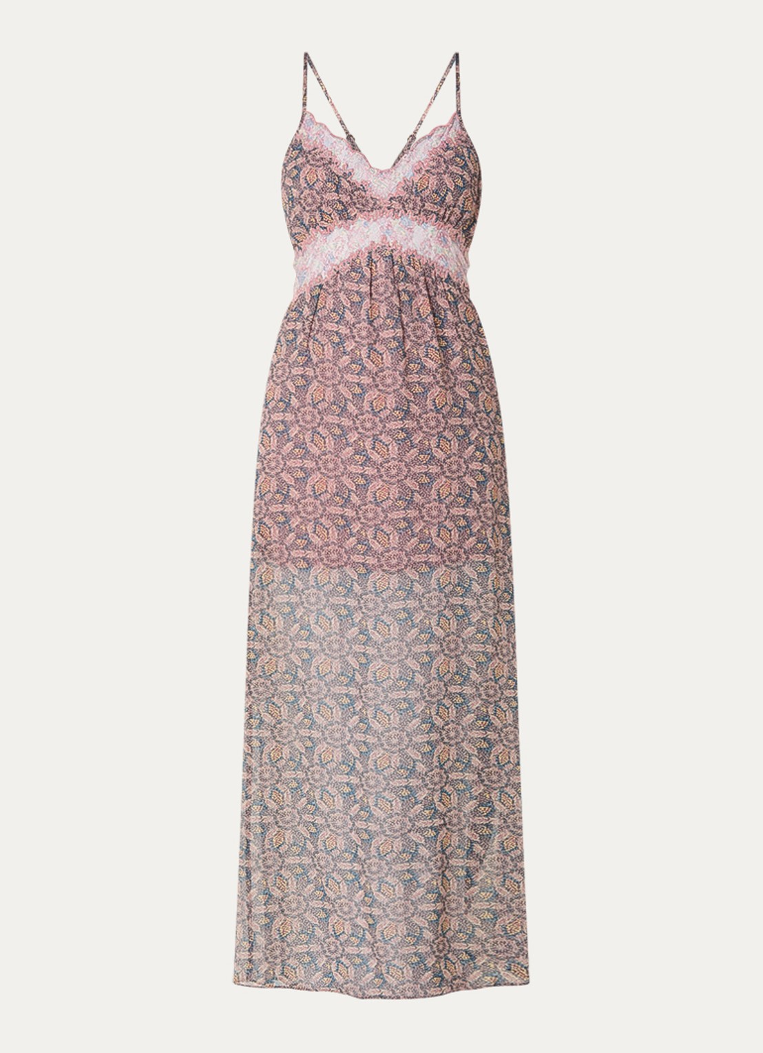 ba&sh Tama semi-transparante maxi jurk met details van kant  - voorkant 2 blauw