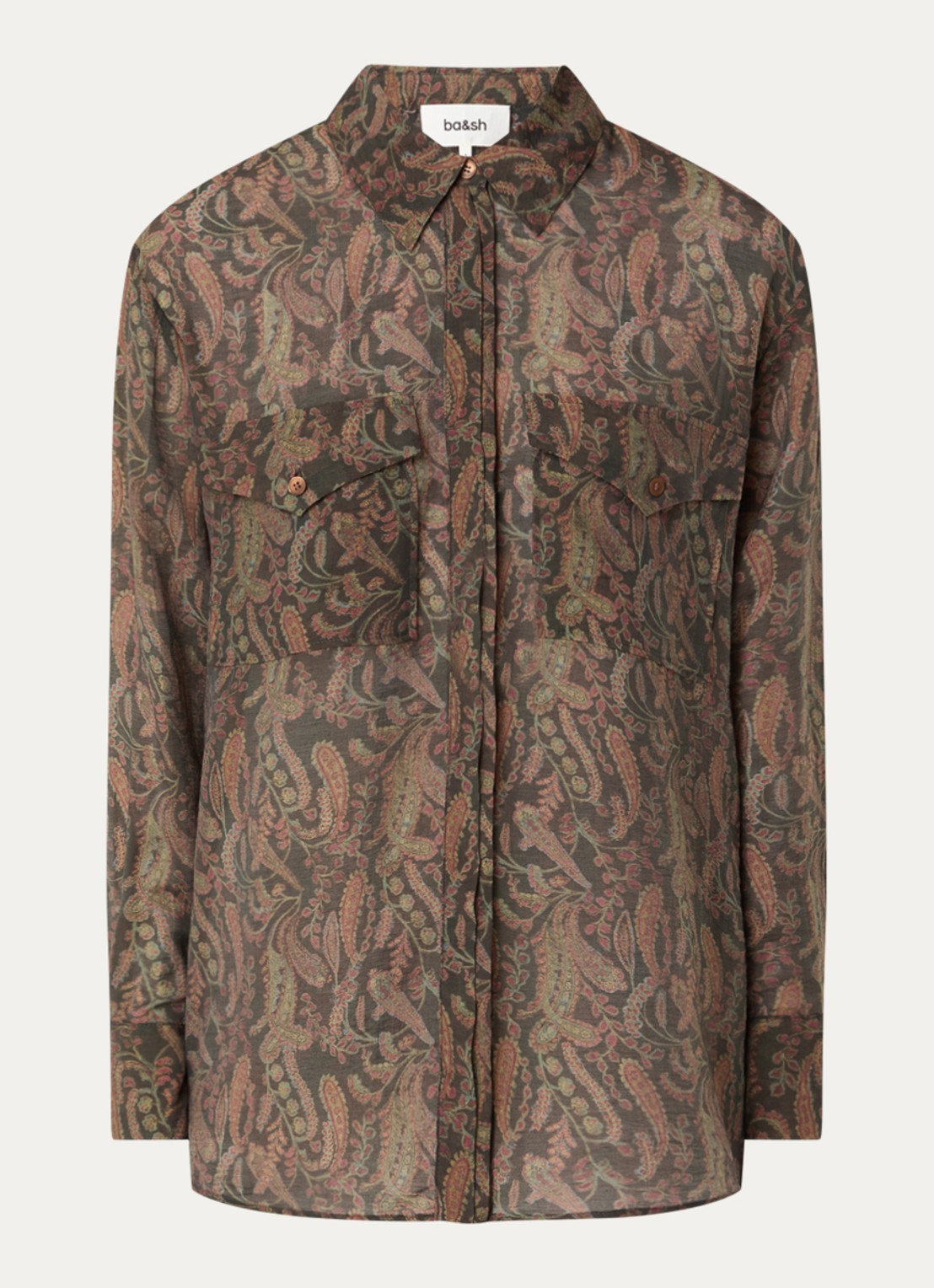ba&sh Tao blouse met print - voorkant 3 khaki