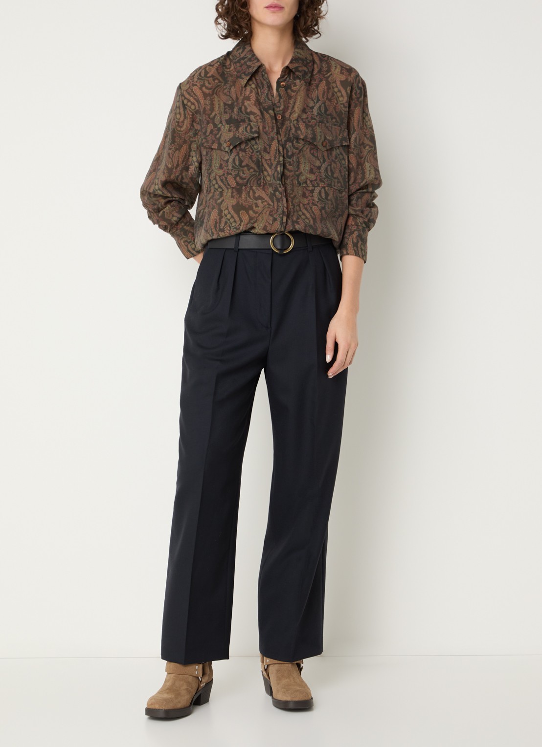 ba&sh Tao blouse met print - voorkant 4 khaki