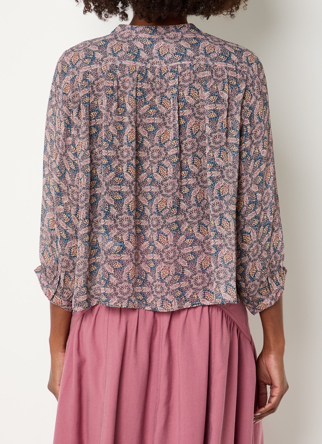 ba&sh Tazio blouse met print - achterkant 4 aubergine