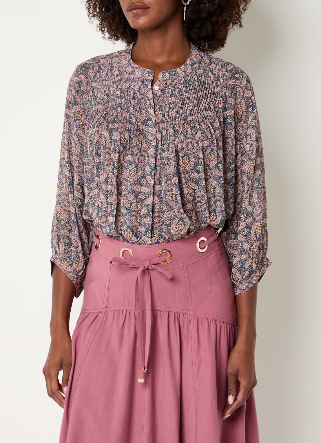 ba&sh Tazio blouse met print - detail 3 aubergine