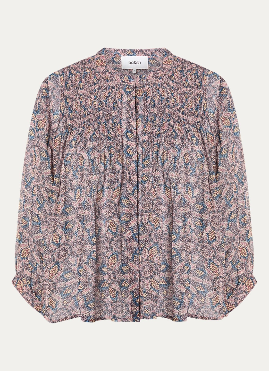 ba&sh Tazio blouse met print - voorkant aubergine