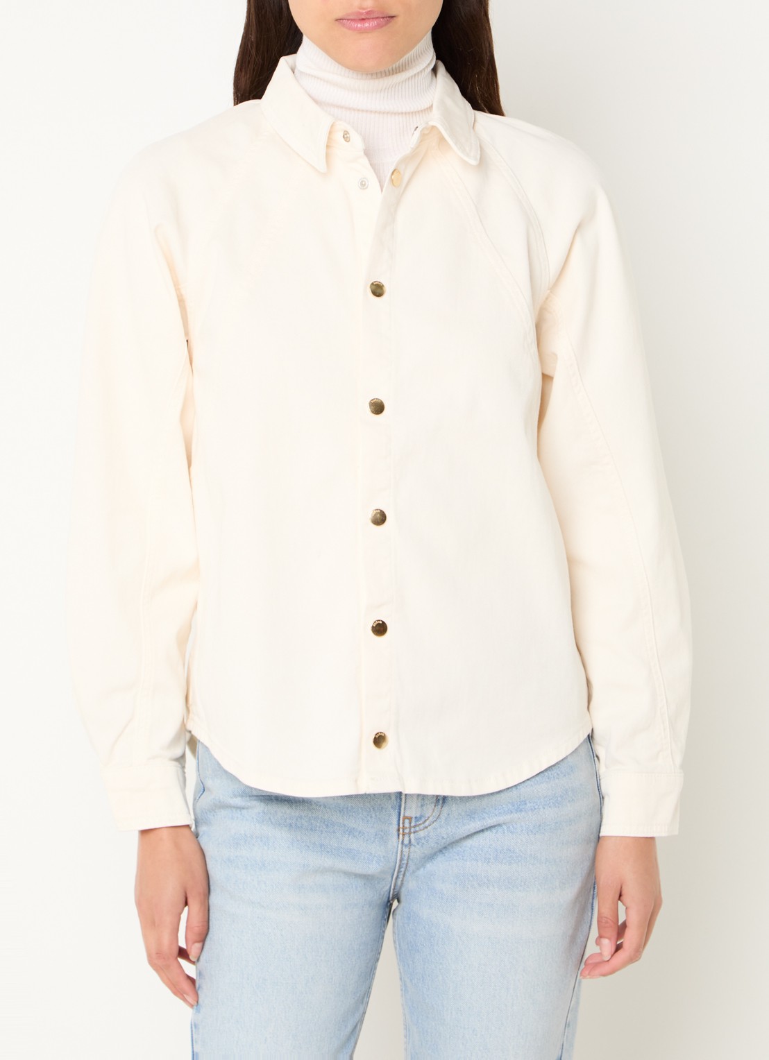 ba&sh Terra overshirt van denim - detail 4 creme