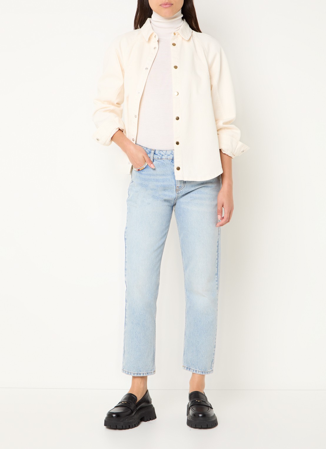 ba&sh Terra overshirt van denim - voorkant 3 creme