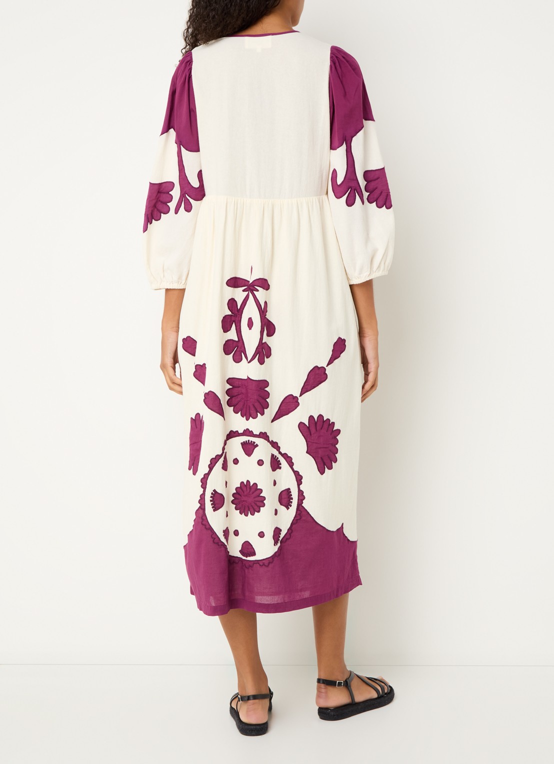 ba&sh Tracy midi tuniekjurk met print - achterkant 3 paars