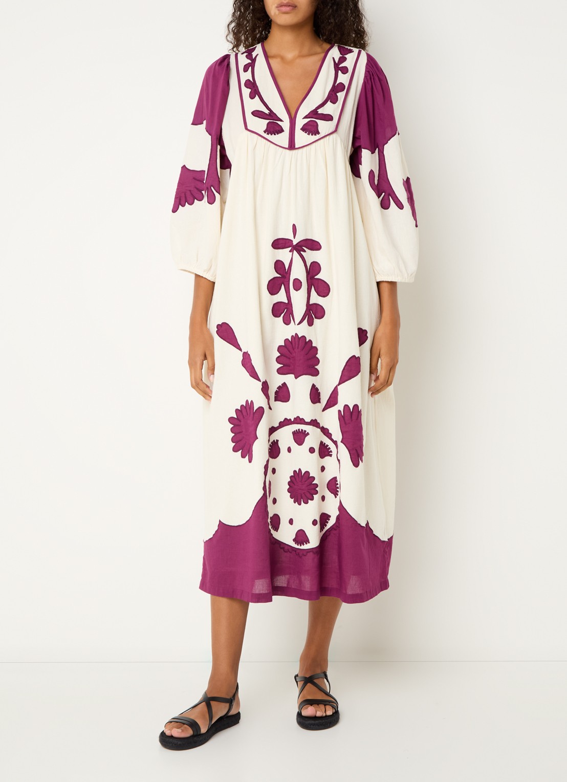 ba&sh Tracy midi tuniekjurk met print - detail 4 paars