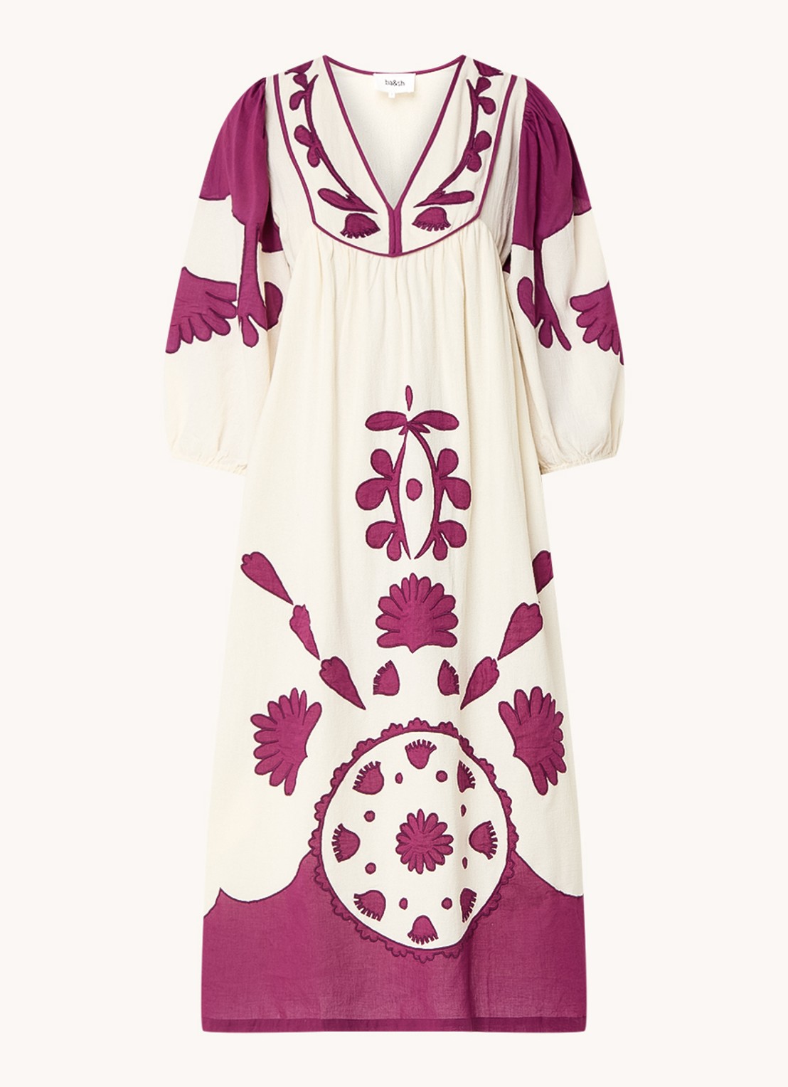ba&sh Tracy midi tuniekjurk met print - voorkant paars