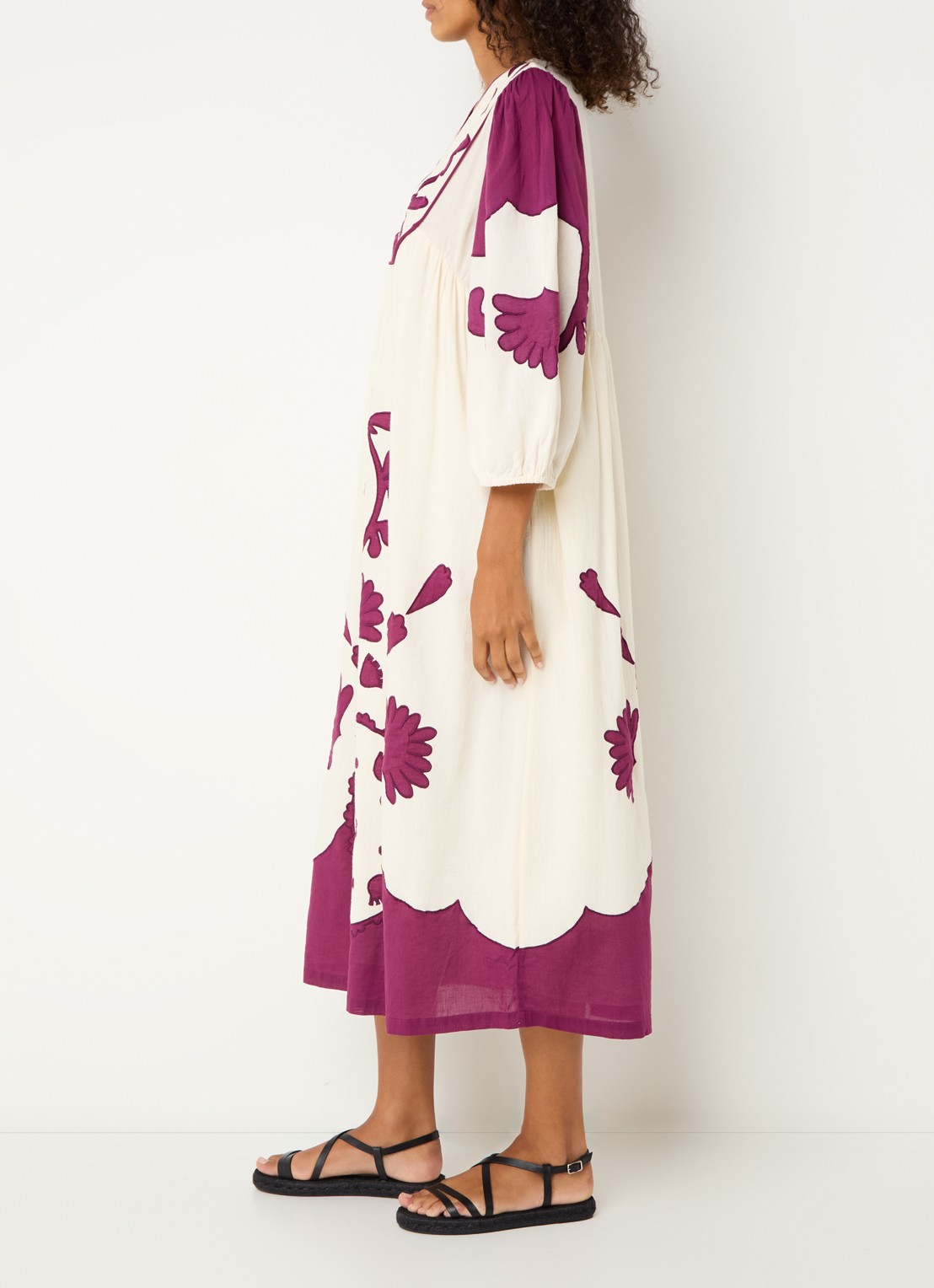 ba&sh Tracy midi tuniekjurk met print - voorkant 2 paars
