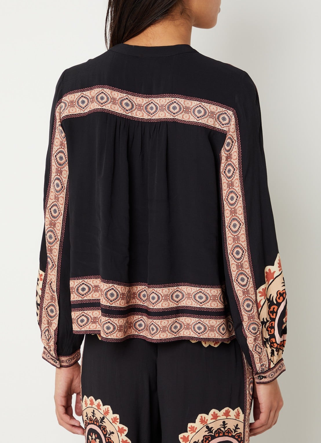 ba&sh Valda blouse met print - achterkant zwart