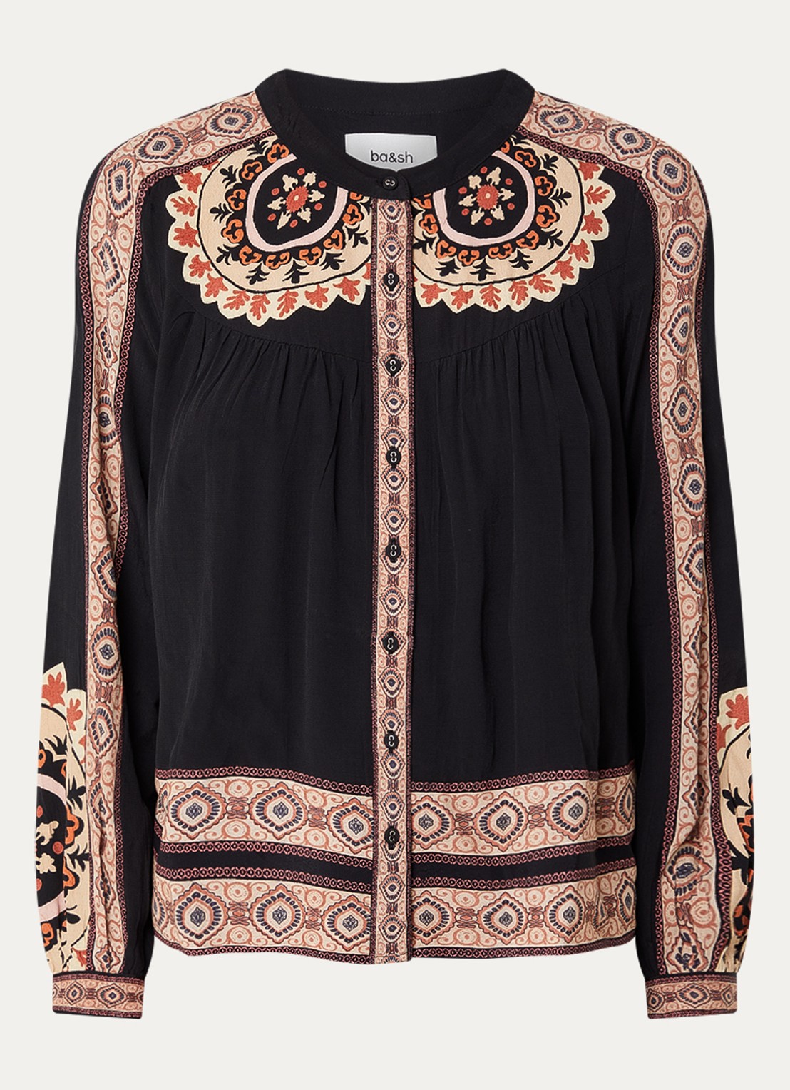 ba&sh Valda blouse met print - voorkant 3 zwart