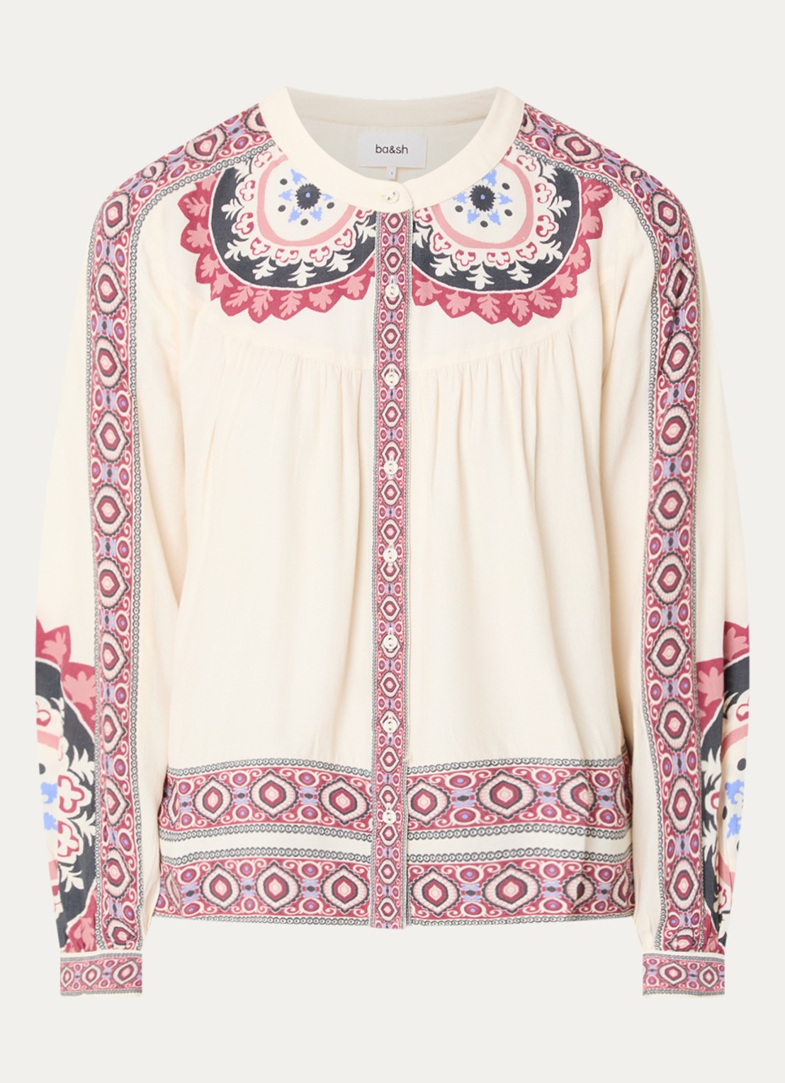 ba&sh Valda blouse met print - voorkant creme