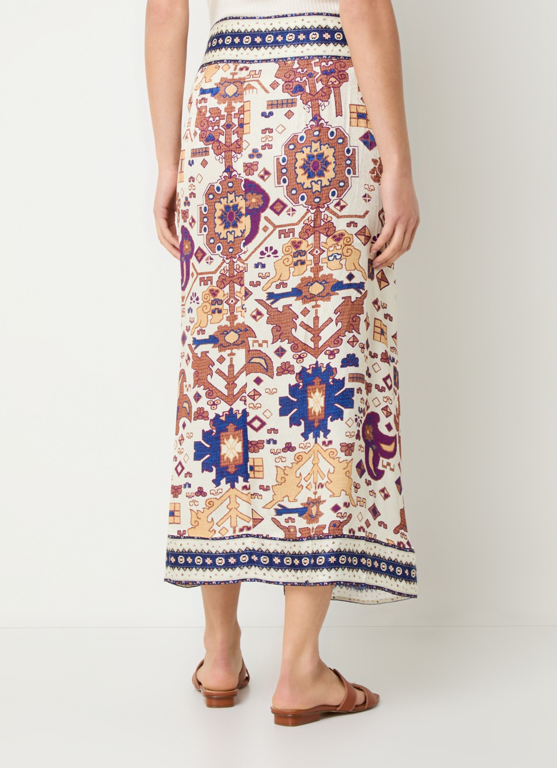 ba&sh Varper midi rok met grafische print - achterkant gebroken wit