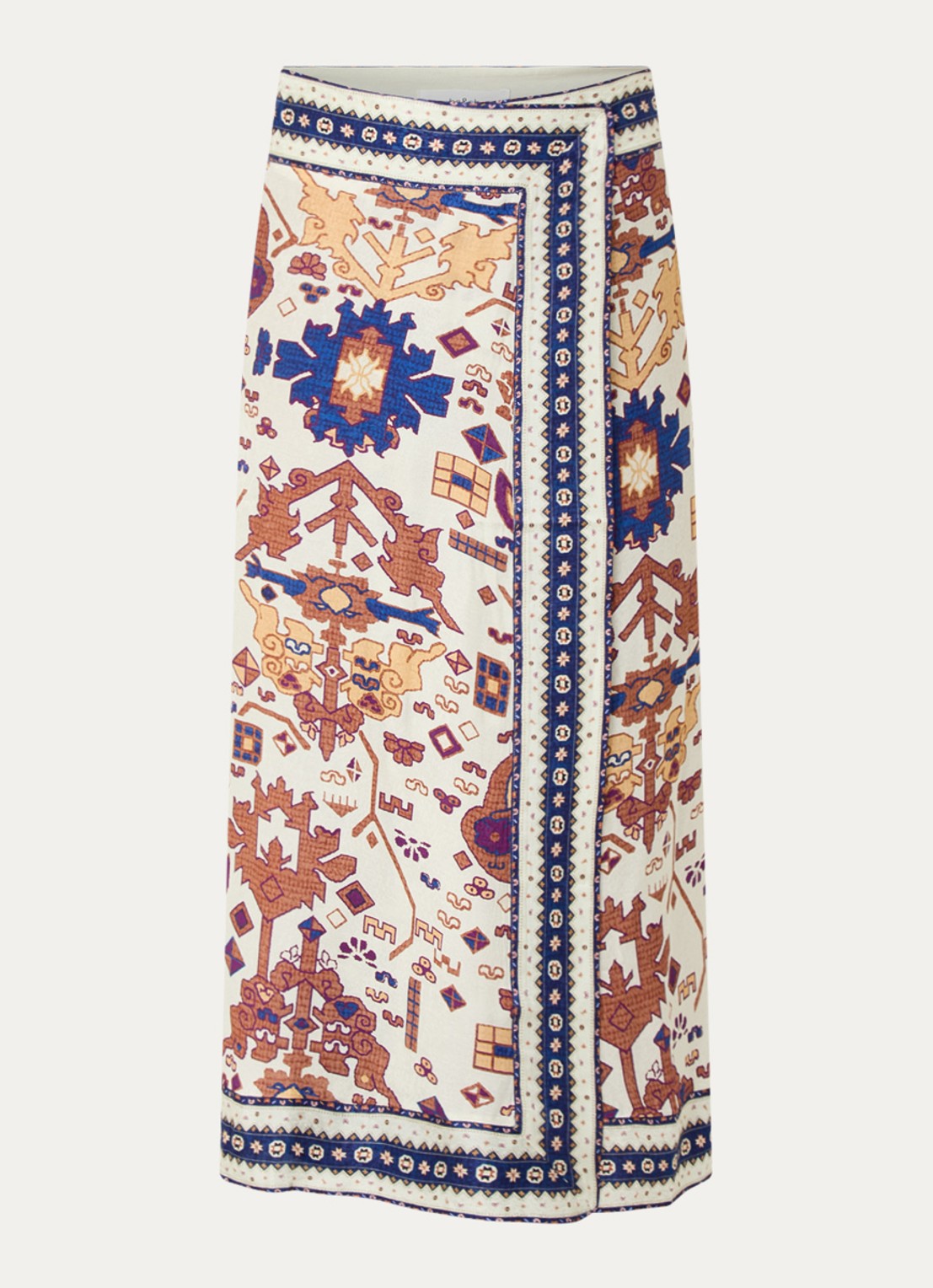 ba&sh Varper midi rok met grafische print - voorkant 3 gebroken wit
