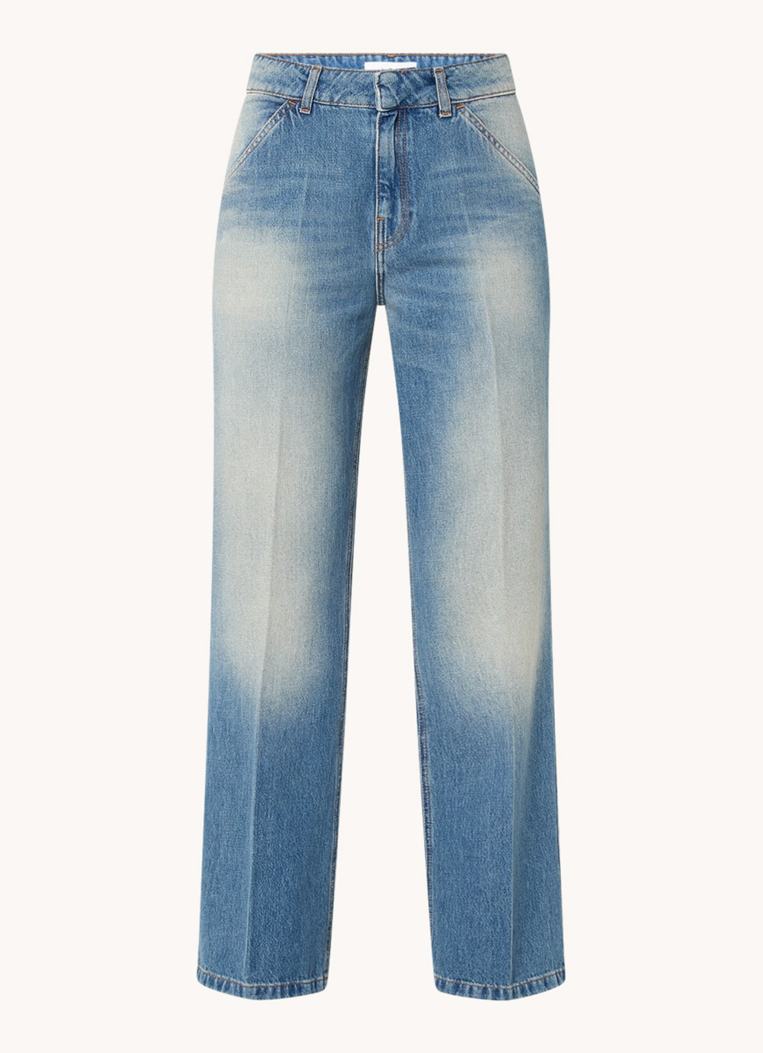 ba&sh Vecchi low waist loose fit jeans met medium wassing - voorkant 3 staalblauw