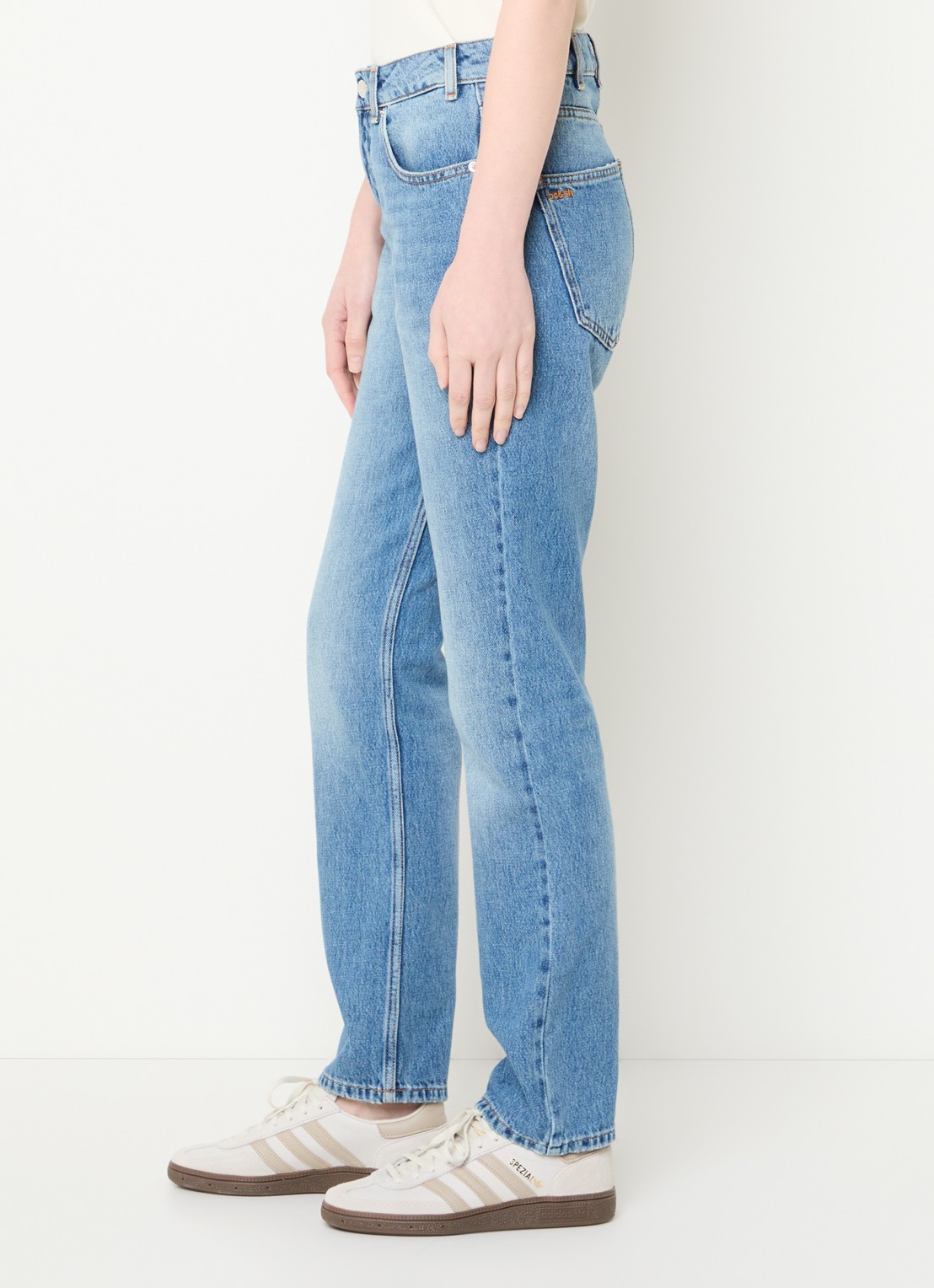 ba&sh Velino high waist straight leg jeans met medium wassing  - detail 2 indigo