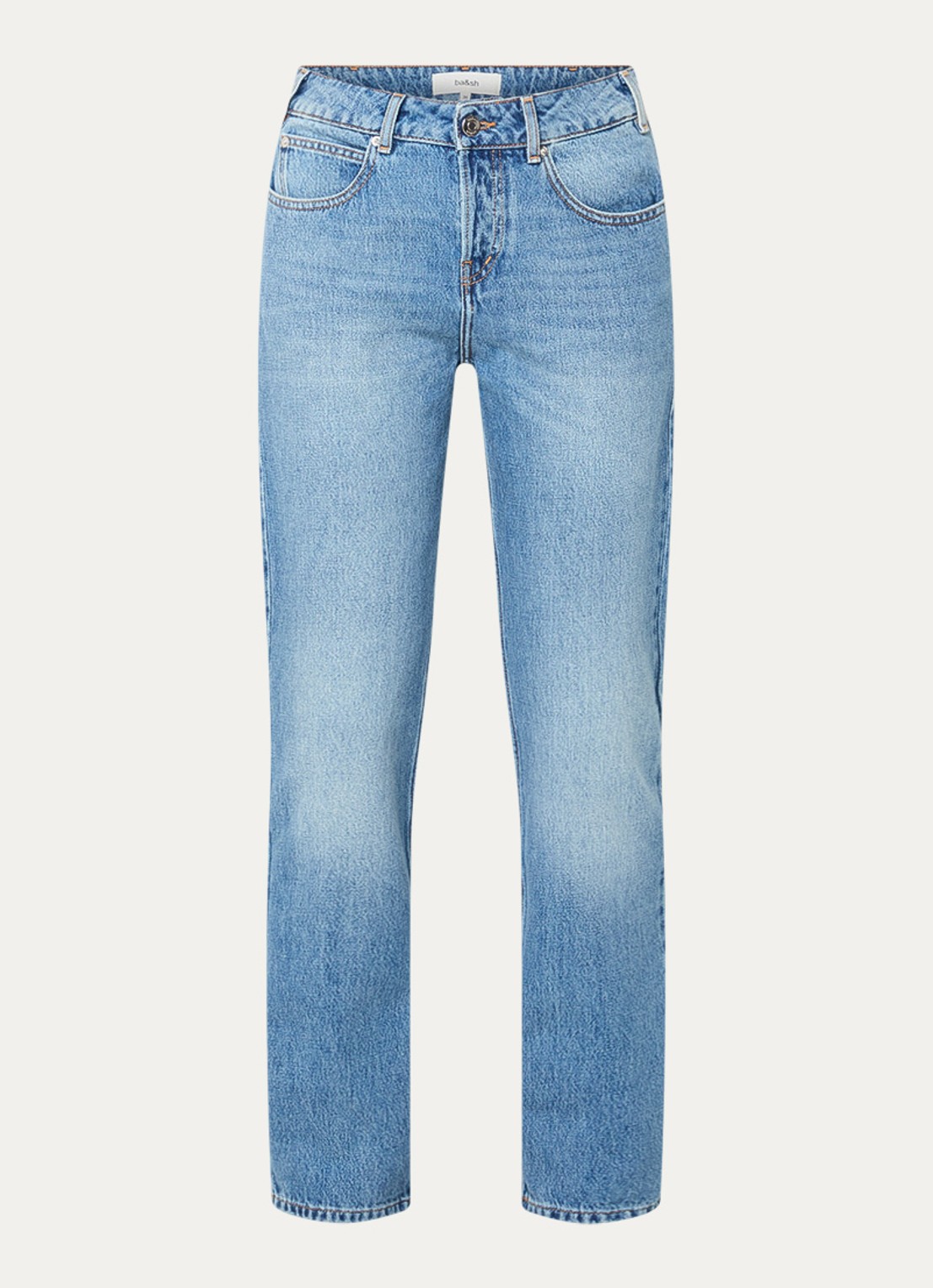 ba&sh Velino high waist straight leg jeans met medium wassing  - voorkant 4 indigo