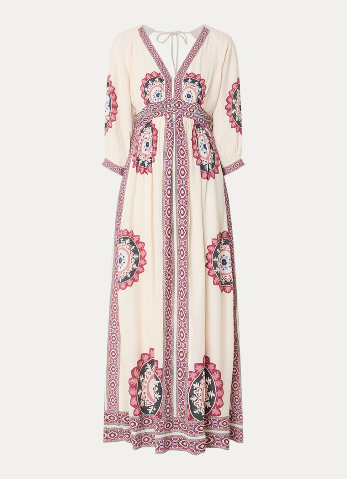 ba&sh Vere maxi jurk met print - voorkant 3 creme